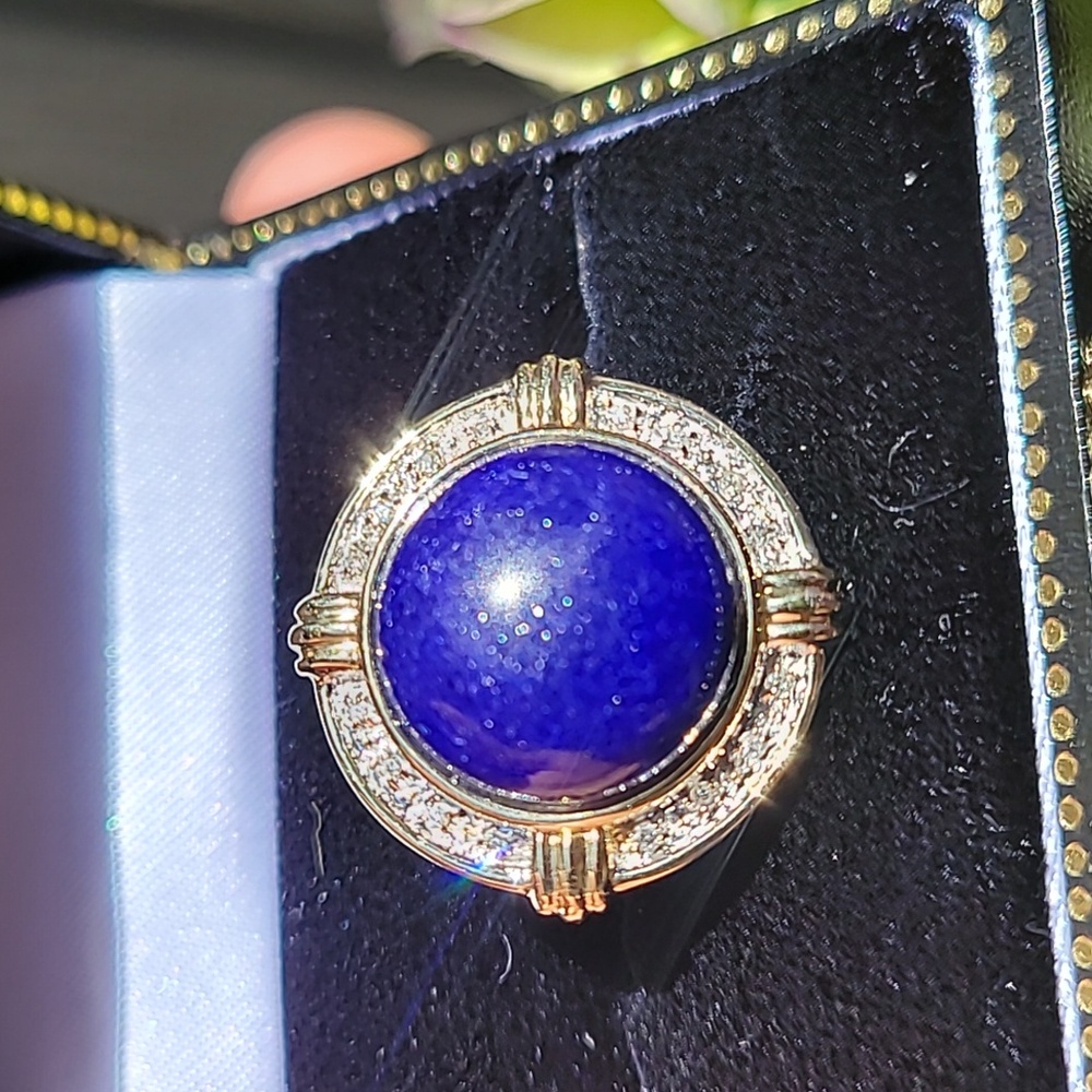 14k Vintage Blue Lapis Lazuli and Diamonds - Picture 3 of 11